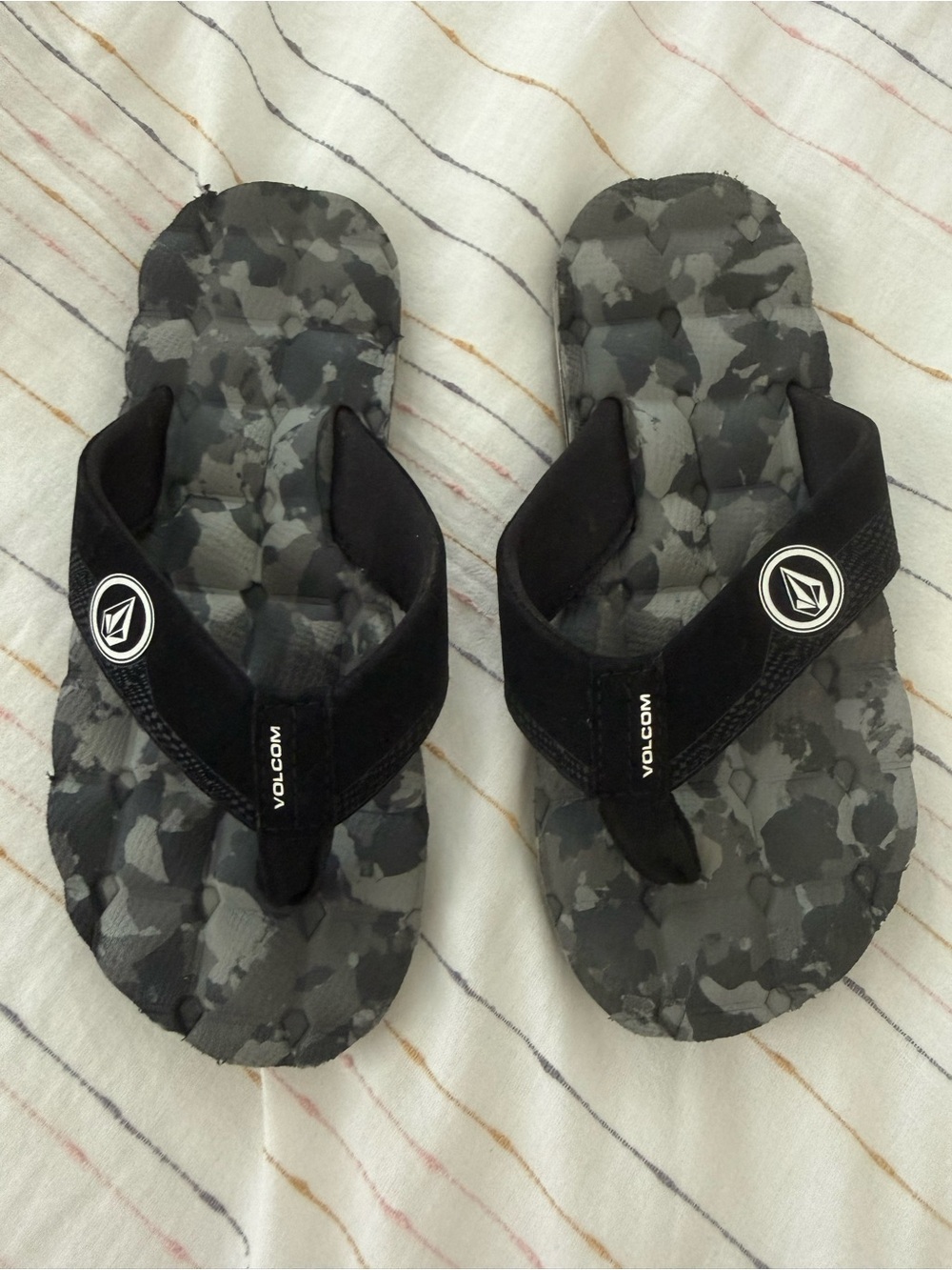 Volcom Black Strapped Camo Footbed Flip Flops